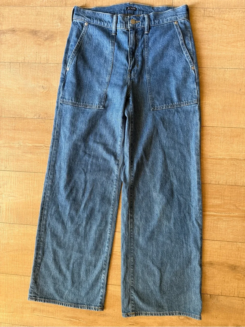 J.Crew Camp Pocket Wide Leg Jeans Womens Size 25 Medium Wash Minimalist Preppy